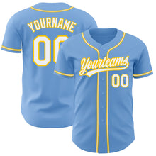 Загрузить изображение в средство просмотра галереи, Custom Light Blue White-Gold Authentic Baseball Jersey
