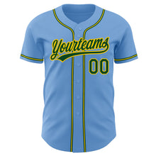 Load image into Gallery viewer, Custom Light Blue Green-Gold Authentic Baseball Jersey