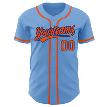 Load image into Gallery viewer, Custom Light Blue Orange-Royal Authentic Baseball Jersey