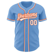 Load image into Gallery viewer, Custom Light Blue White-Orange Authentic Baseball Jersey