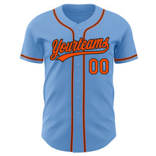 Load image into Gallery viewer, Custom Light Blue Orange-Black Authentic Baseball Jersey