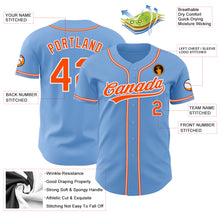 Load image into Gallery viewer, Custom Light Blue Orange-White Authentic Baseball Jersey