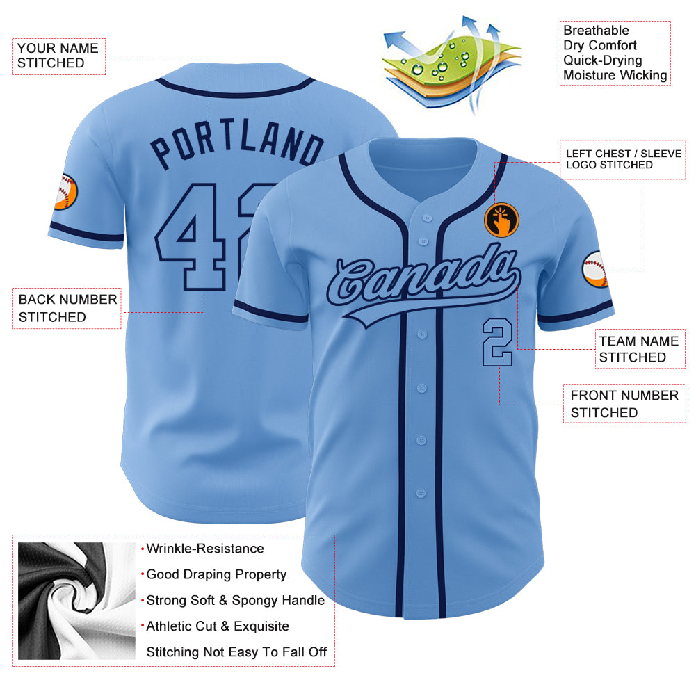 Cheap Custom Light Blue Light Blue-Navy Authentic Baseball Jersey