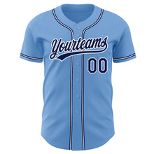 Load image into Gallery viewer, Custom Light Blue Navy-White Authentic Baseball Jersey