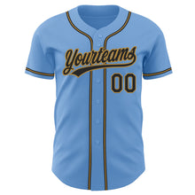 Load image into Gallery viewer, Custom Light Blue Black-Old Gold Authentic Baseball Jersey