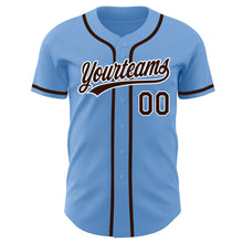 Load image into Gallery viewer, Custom Light Blue Brown-White Authentic Baseball Jersey