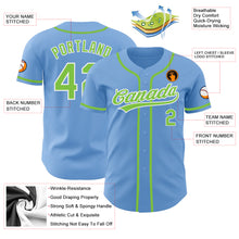 Load image into Gallery viewer, Custom Light Blue Neon Green-White Authentic Baseball Jersey