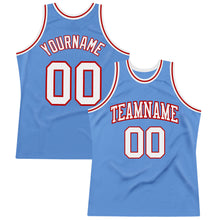Загрузить изображение в средство просмотра галереи, Custom Light Blue White-Red Authentic Throwback Basketball Jersey