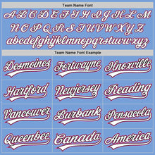 Load image into Gallery viewer, Custom Light Blue White Pinstripe Pink-Black Authentic Baseball Jersey