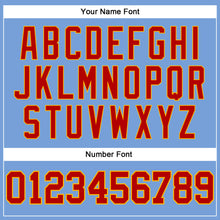 Load image into Gallery viewer, Custom Light Blue Red Pinstripe Red-Gold Authentic Basketball Jersey