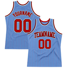 Charger l'image dans la galerie, Custom Light Blue Red Pinstripe Red-Black Authentic Basketball Jersey