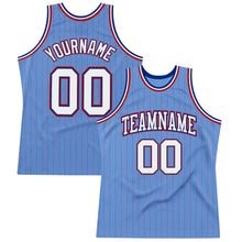 Charger l'image dans la galerie, Custom Light Blue Red Pinstripe White-Royal Authentic Basketball Jersey