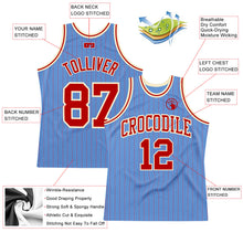 Load image into Gallery viewer, Custom Light Blue Red Pinstripe Red-Cream Authentic Basketball Jersey