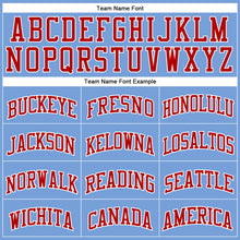 Load image into Gallery viewer, Custom Light Blue Red Pinstripe Red-White Authentic Basketball Jersey