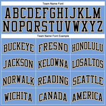 Laden Sie das Bild in den Galerie-Viewer, Custom Light Blue White Pinstripe Black-Old Gold Authentic Basketball Jersey