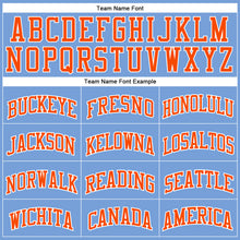 Laden Sie das Bild in den Galerie-Viewer, Custom Light Blue White Pinstripe Orange Authentic Basketball Jersey
