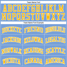 Load image into Gallery viewer, Custom Light Blue White Pinstripe Gold Authentic Basketball Jersey