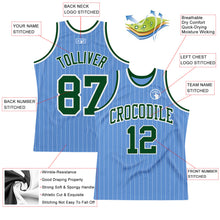 Laden Sie das Bild in den Galerie-Viewer, Custom Light Blue White Pinstripe Green Authentic Basketball Jersey