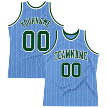 Laden Sie das Bild in den Galerie-Viewer, Custom Light Blue White Pinstripe Green Authentic Basketball Jersey