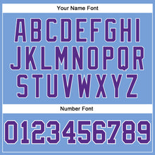 Load image into Gallery viewer, Custom Light Blue White Pinstripe Purple Authentic Basketball Jersey