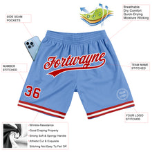 Load image into Gallery viewer, Custom Light Blue Red-White Authentic Throwback Basketball Shorts