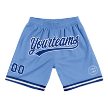 Загрузить изображение в средство просмотра галереи, Custom Light Blue Royal-White Authentic Throwback Basketball Shorts