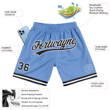Загрузить изображение в средство просмотра галереи, Custom Light Blue Black-White Authentic Throwback Basketball Shorts
