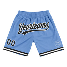 Загрузить изображение в средство просмотра галереи, Custom Light Blue Black-White Authentic Throwback Basketball Shorts