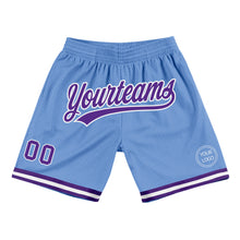 Загрузить изображение в средство просмотра галереи, Custom Light Blue Purple-White Authentic Throwback Basketball Shorts