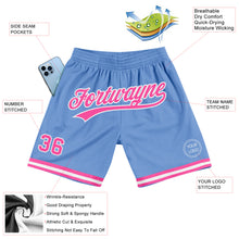 Load image into Gallery viewer, Custom Light Blue Pink-White Authentic Throwback Basketball Shorts