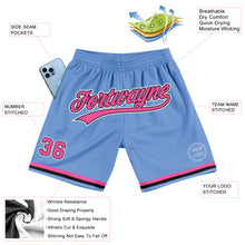 Laden Sie das Bild in den Galerie-Viewer, Custom Light Blue Pink-Black Authentic Throwback Basketball Shorts