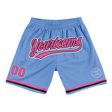 Laden Sie das Bild in den Galerie-Viewer, Custom Light Blue Pink-Black Authentic Throwback Basketball Shorts