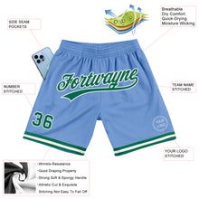 Load image into Gallery viewer, Custom Light Blue Kelly Green-White Authentic Throwback Basketball Shorts
