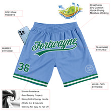 Laden Sie das Bild in den Galerie-Viewer, Custom Light Blue Kelly Green-White Authentic Throwback Basketball Shorts