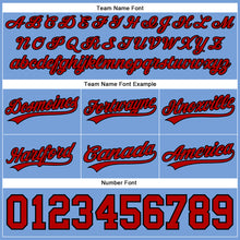 Laden Sie das Bild in den Galerie-Viewer, Custom Light Blue Red-Black Authentic Throwback Basketball Shorts