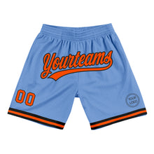 Load image into Gallery viewer, Custom Light Blue Orange-Black Authentic Throwback Basketball Shorts
