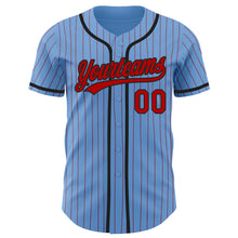 Загрузить изображение в средство просмотра галереи, Custom Light Blue Red Pinstripe Black Authentic Baseball Jersey