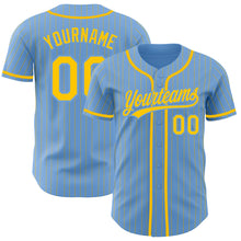 Charger l'image dans la galerie, Custom Light Blue Yellow Pinstripe Yellow Authentic Baseball Jersey