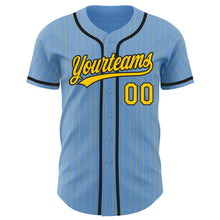 Загрузить изображение в средство просмотра галереи, Custom Light Blue Yellow Pinstripe Black Authentic Baseball Jersey