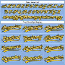 Загрузить изображение в средство просмотра галереи, Custom Light Blue Yellow Pinstripe Navy Authentic Baseball Jersey