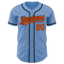 Загрузить изображение в средство просмотра галереи, Custom Light Blue Orange Pinstripe Black Authentic Baseball Jersey