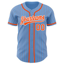 Загрузить изображение в средство просмотра галереи, Custom Light Blue Orange Pinstripe White Authentic Baseball Jersey