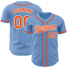 Загрузить изображение в средство просмотра галереи, Custom Light Blue Orange Pinstripe White Authentic Baseball Jersey