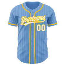 Charger l'image dans la galerie, Custom Light Blue White Pinstripe Yellow Authentic Baseball Jersey