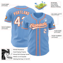 Charger l'image dans la galerie, Custom Light Blue White Pinstripe Orange Authentic Baseball Jersey