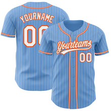 Charger l'image dans la galerie, Custom Light Blue White Pinstripe Orange Authentic Baseball Jersey