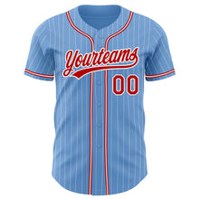 Загрузить изображение в средство просмотра галереи, Custom Light Blue White Pinstripe Red Authentic Baseball Jersey