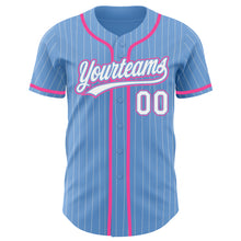 Загрузить изображение в средство просмотра галереи, Custom Light Blue White Pinstripe Pink Authentic Baseball Jersey
