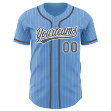 Загрузить изображение в средство просмотра галереи, Custom Light Blue White Pinstripe Steel Gray Authentic Baseball Jersey