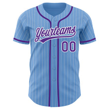 Загрузить изображение в средство просмотра галереи, Custom Light Blue White Pinstripe Purple Authentic Baseball Jersey